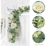 guirlande florale artificielle vertes feuilles blanches roses décoration romantique intérieur mariage anniversaire