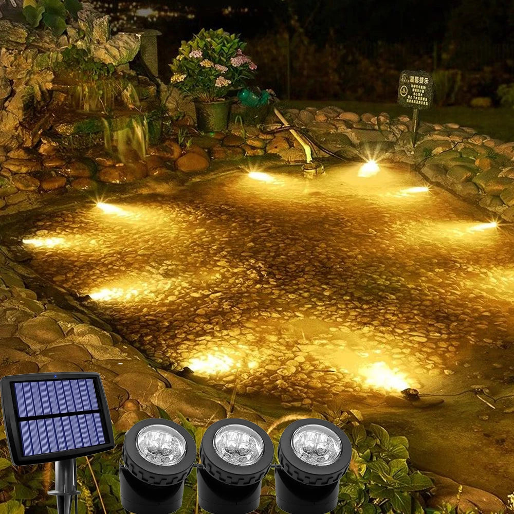 projecteurs solaires led spots extérieurs automatiques submersibles jardin modernes noirs