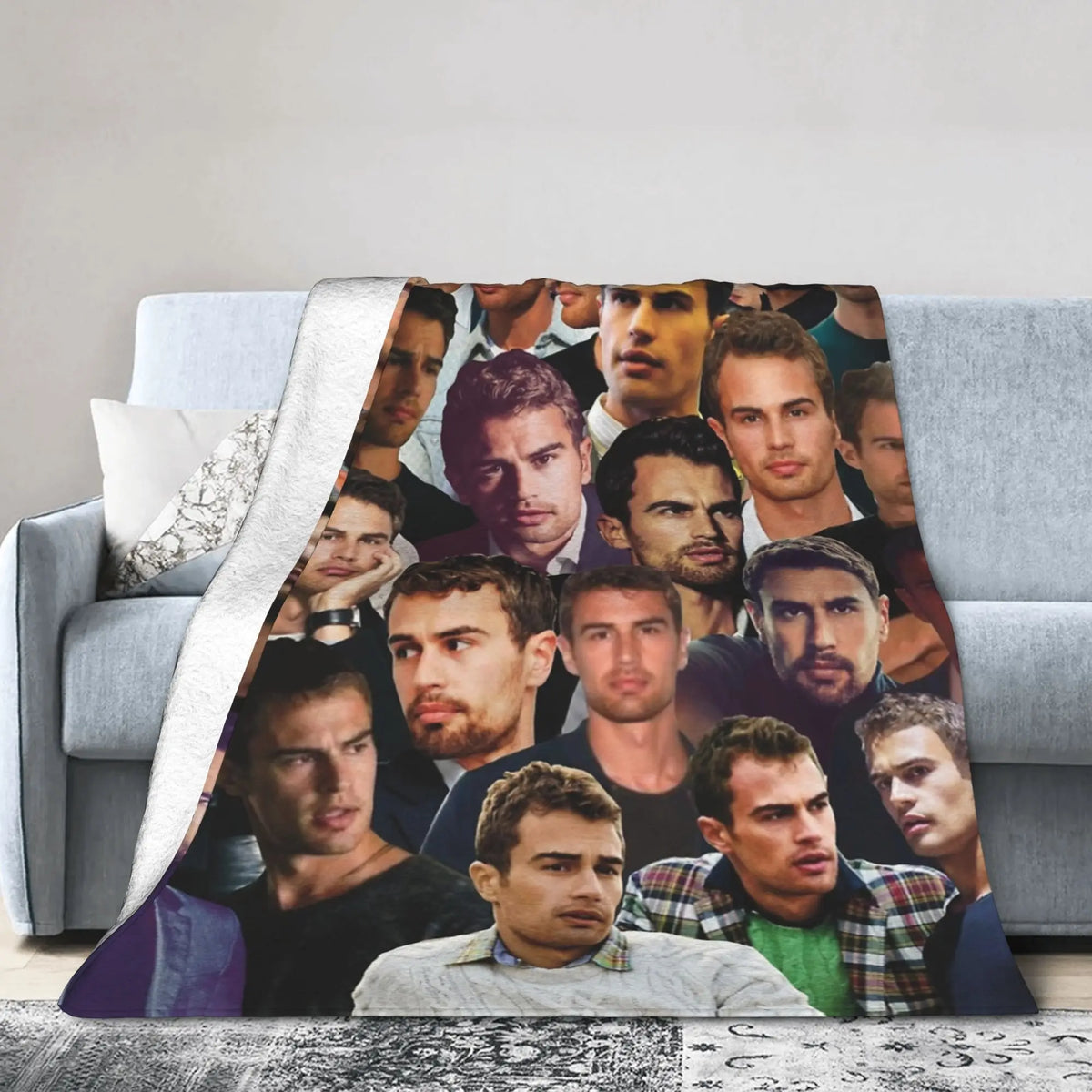couverture polaire imprimée moderne multicolore visages multiples portable anti boulochage polyester toutes saisons