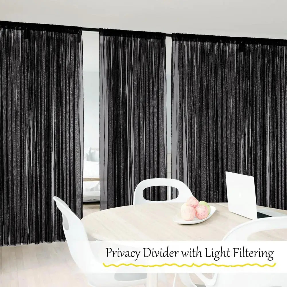 rideau extérieur semi transparent noir blanc moderne pochette tringle patio véranda
