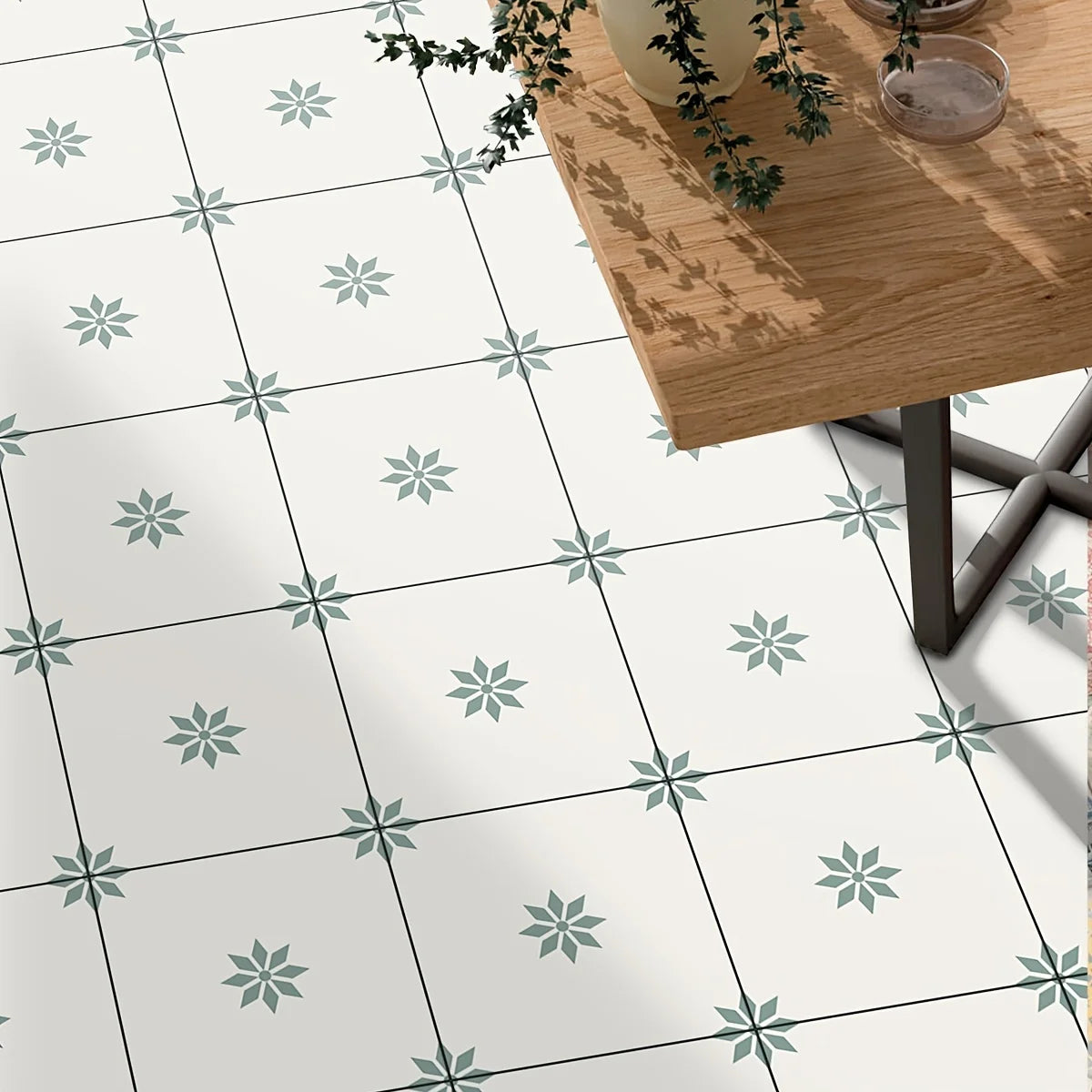 panneaux autocollants fleurs simples blanc vert adhésifs décoratifs modernes maison