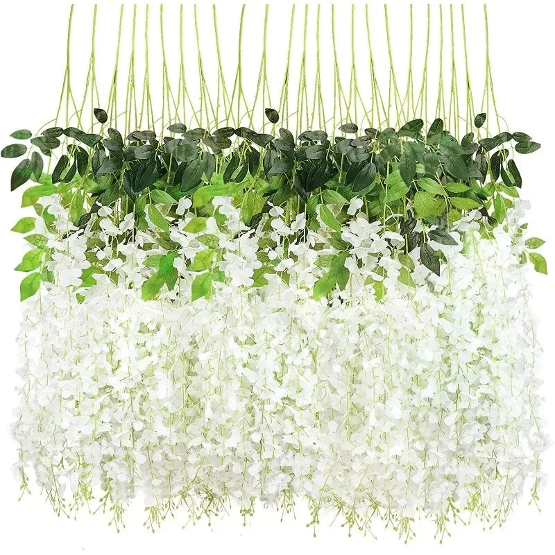guirlande artificielle fleurs violet blanc moderne décoration intérieure mariage anniversaire baby shower pendaison crémaillère