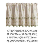rideau blanc brodé fleurs semi transparent classique anneaux vert rose jaune beige