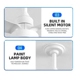 ventilateur moderne led pales réversibles télécommande blanc bois naturel