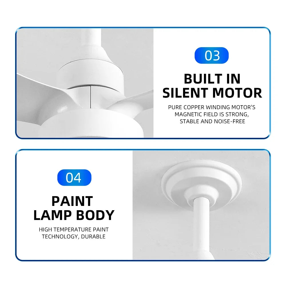 ventilateur moderne led pales réversibles télécommande blanc bois naturel