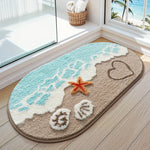 tapis plage antidérapant doux sable vague coquillage entrée intérieur extérieur sable motif plage