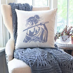Stencil blanc samouraï femme épée art traditionnel peinture tissu toile murale decoration artisanale DIY
