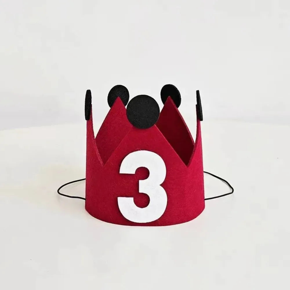 couronne anniversaire enfant rouge oreilles chiffres adhésif festive décoration première année joyeuse festivités