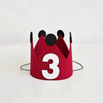 couronne anniversaire enfant rouge oreilles chiffres adhésif festive décoration première année joyeuse festivités