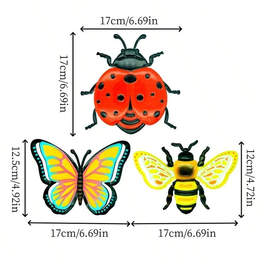 décorations murales insectes abeille coccinelle papillon rouge noir artisanal extérieur intérieur
