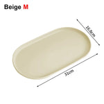 assiettes ovales modernes plastique beige rose blanc dessert vaisselle rangement maison cuisine