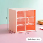 boîte rangement transparente moderne compartiments blanc rose tiroirs papeterie bijoux cosmétiques étudiants