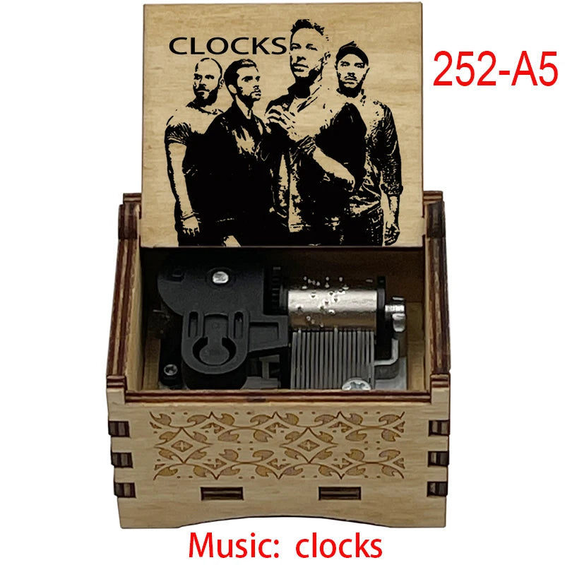 boîte musicale bois naturel motifs floraux 18 tons vintage manivelle horlogerie artisanale