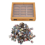 décoration étagère miniature livres pliés boîtes vitrine bois élégante rustique vintage compartments wooden grains