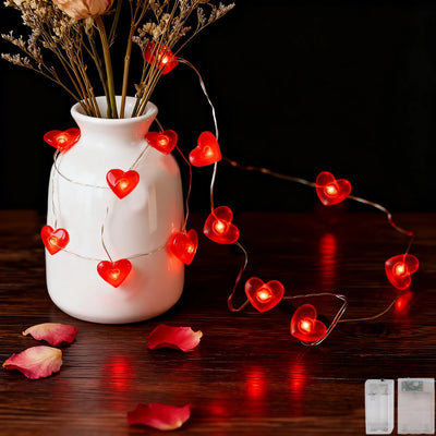Guirlande lumineuse rouge en forme de cœur 20 LED