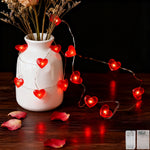 guirlande lumineuse rouge cœur 20 30 led 2m 3m noël romantique féerique chambre moderne