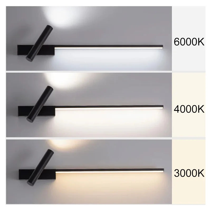 lampes murales led moderne minimaliste fixées mur trois couleurs lumière rotation 350 degrés aluminium