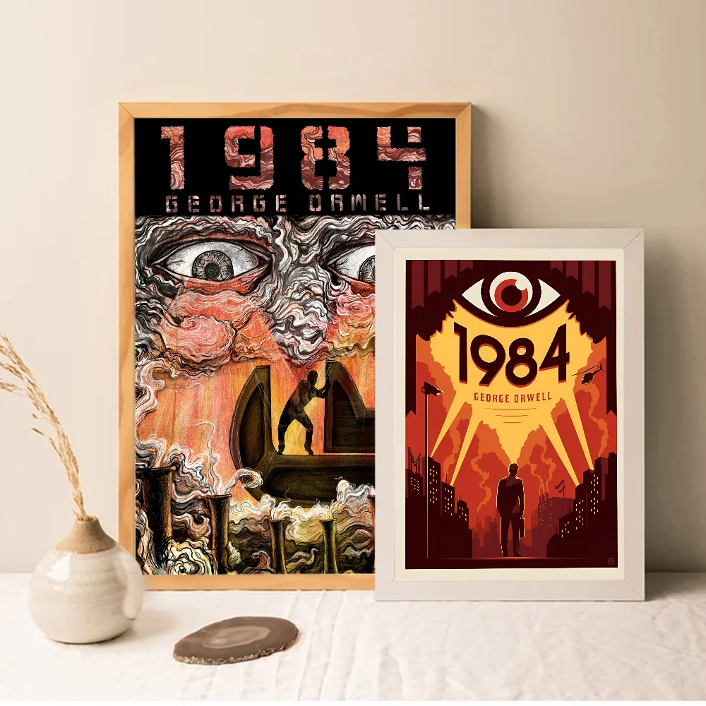 affiches pop art révolutionnaires géorges orwell 1984 graphiques abstrait oeil stylisé rouge noir beige