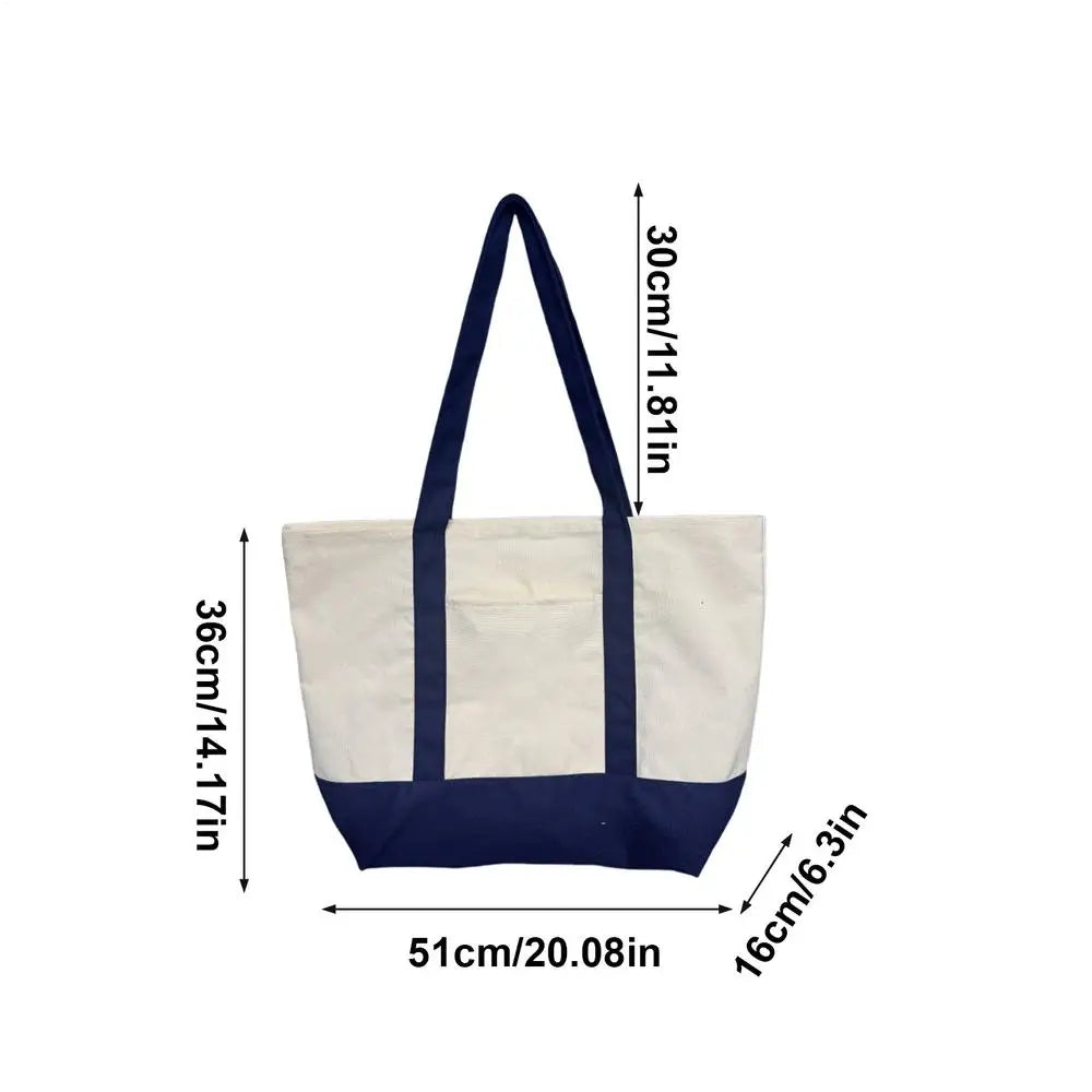 sac main réutilisable toile beige bleu marine simple bandoulière fixations tissées opaques