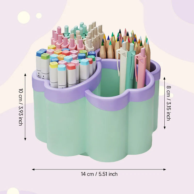 organisateur compartiments papeterie rose violet blanc moderne mignon floral plastique lisse