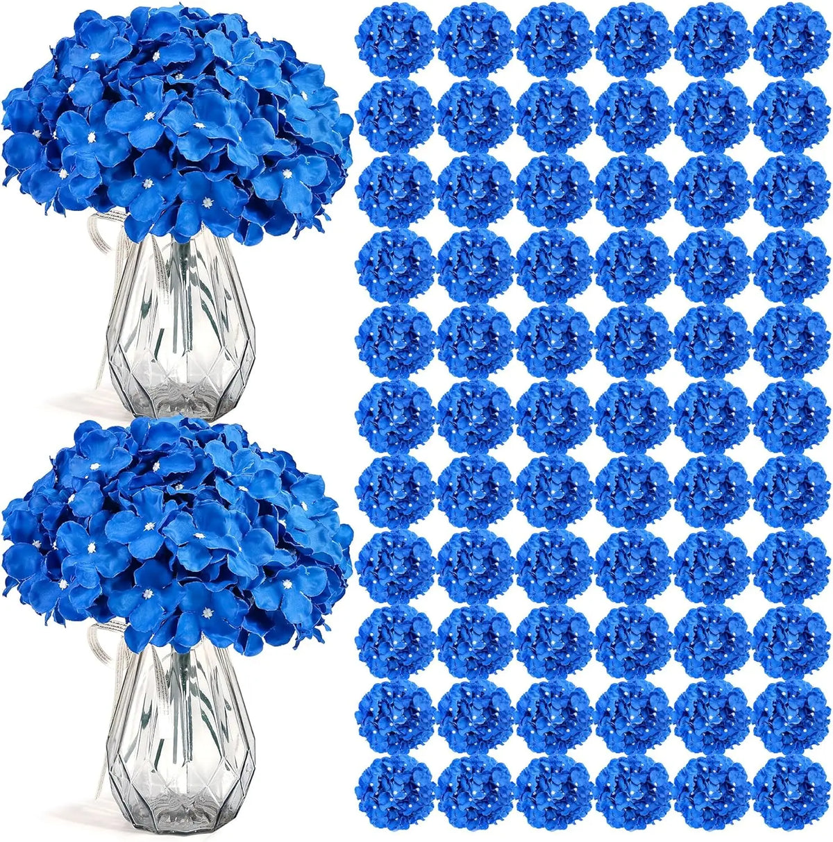 décoration intérieure moderne bouquet artificiels hortensias blanc soie 50 tiges vase translucide