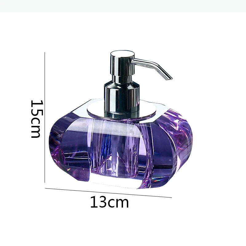 distributeur savon liquide transparent violet vert jaune bleu effet irisé moderne minimaliste pompe