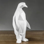 statue résine manchot géométrique blanche moderne décoration maison unique animal