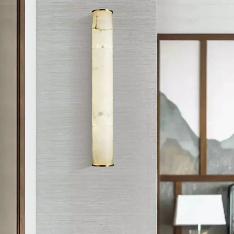 lampe murale moderne marbre blanc doré fixée mur câble électrique opaque chinois chambre coucher