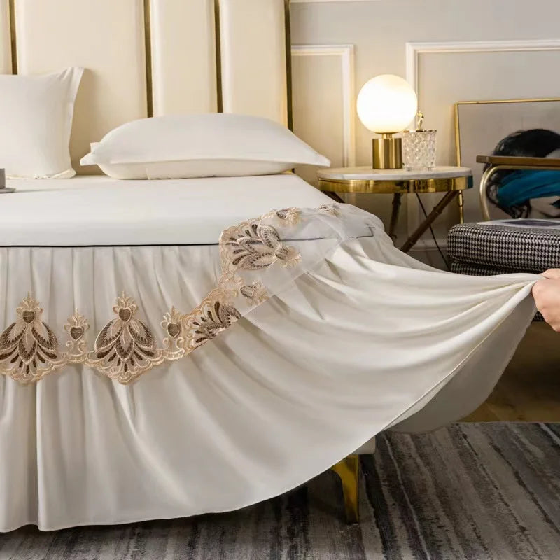 Ensemble couvre-lit déployé sur un lit de 1,5 mètre