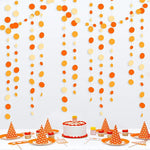 guirlandes papier orange blanc cercles décoration anniversaire mariage fêtes automne Thanksgiving