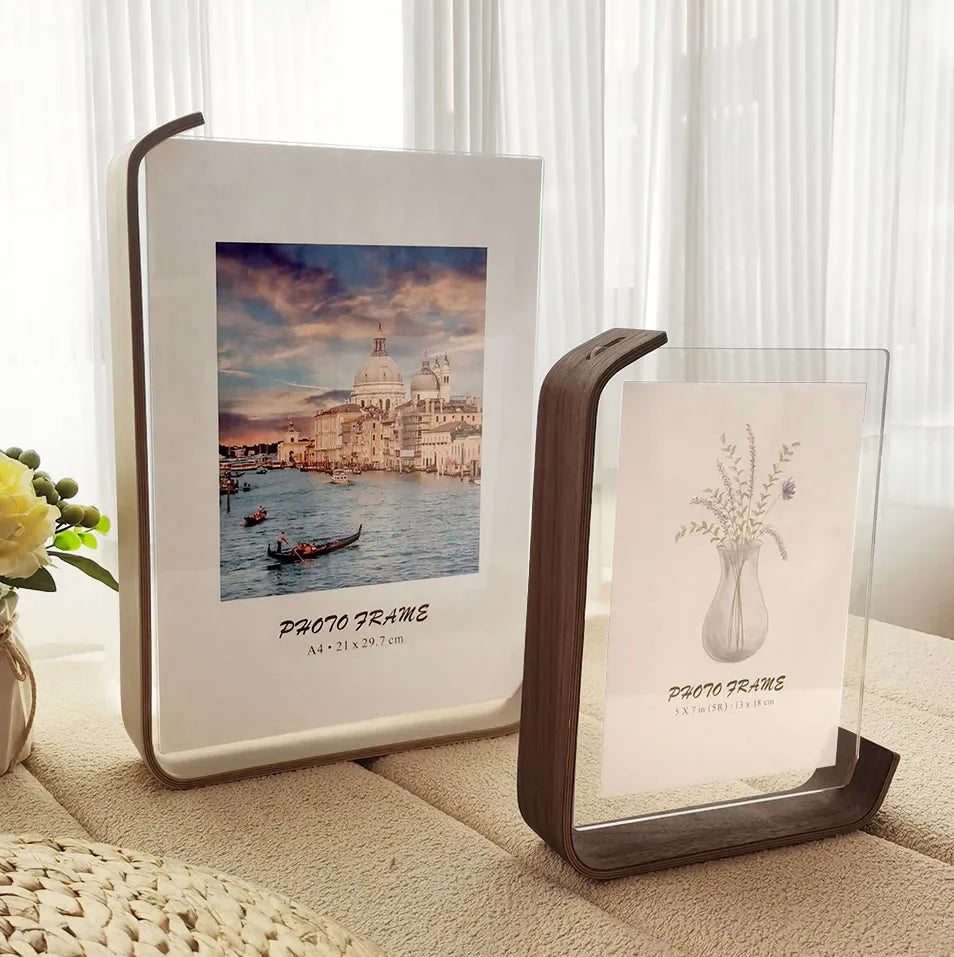 cadre photo moderne bois transparent double face photo 10x15cm 15x20cm a4 minimaliste