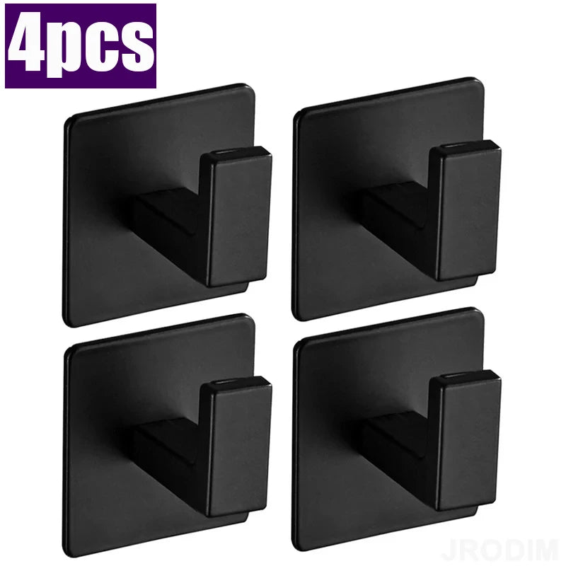 porte serviettes adhésifs modernes noir mat crochets alliage aluminium minimaliste salle bain cuisine