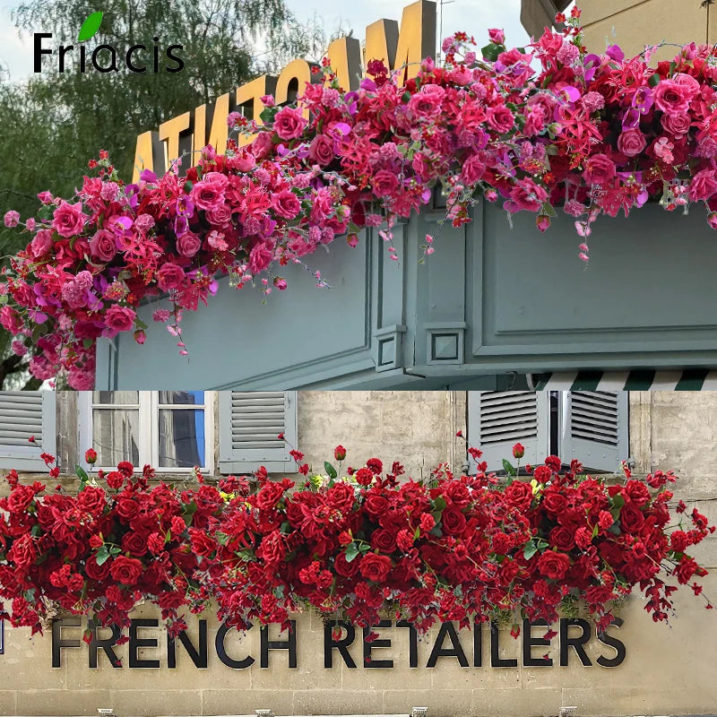 décoration événementielle bouquet fleurs artificielles rouge rose violet moderne élégant extérieurintérieur