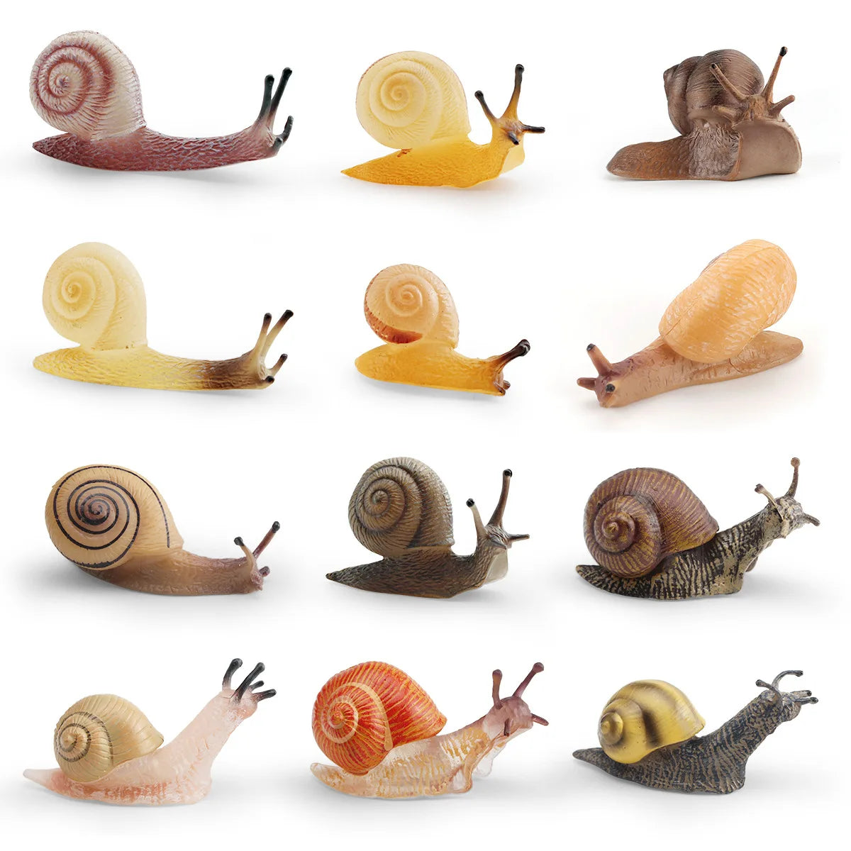 décoration miniature escargot coquille rayées réaliste couleur beige marron orange noir