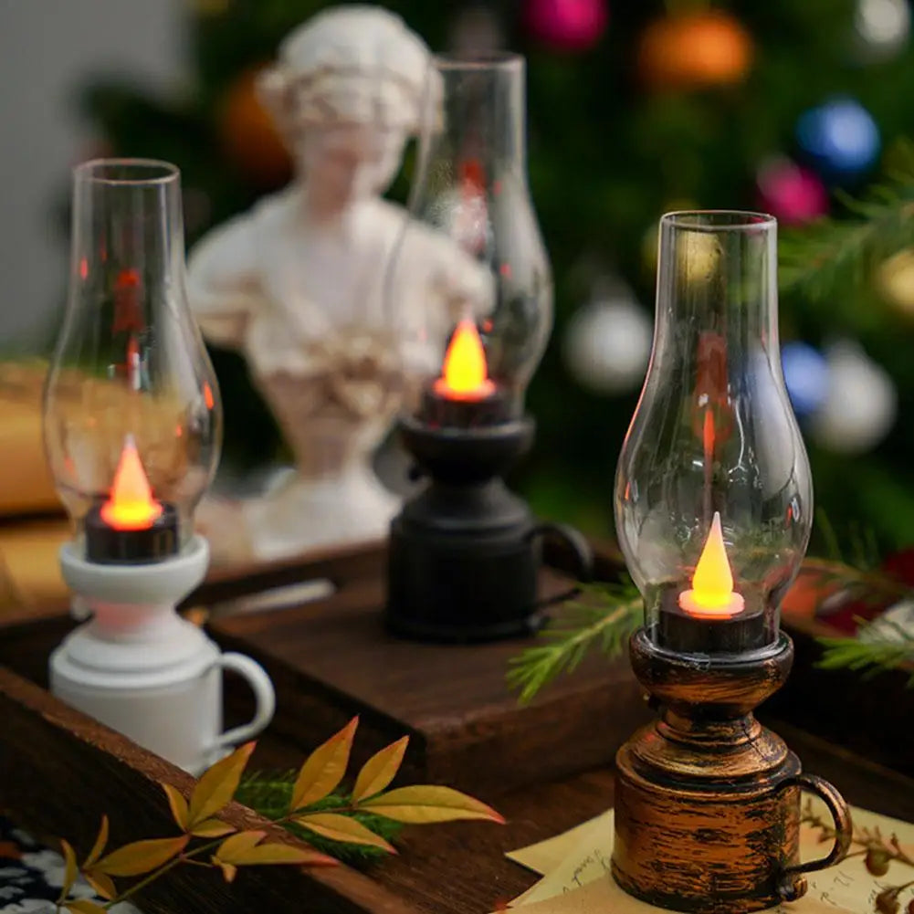 lampe huile led transparente vintage blanche noire bronze doré brillante maison mariage ambiance festive