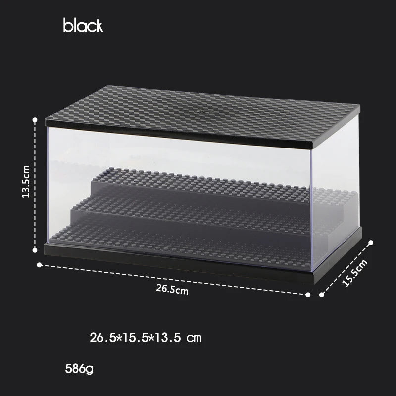 présentoir figurines lego éclairage led transparent noir gris rangement anti poussière moderne minimaliste collectible