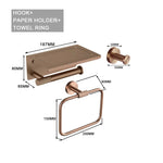 ensemble accessoires salle bain moderne métal or rose porte serviettes barre crochet mural
