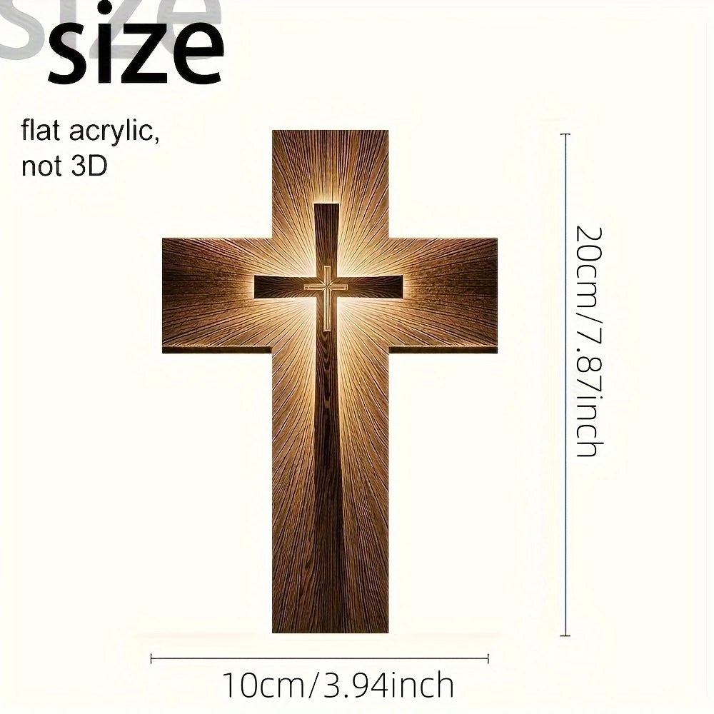 croix murale bois classique marron clair brun foncé texture naturelle décoration murale église maison