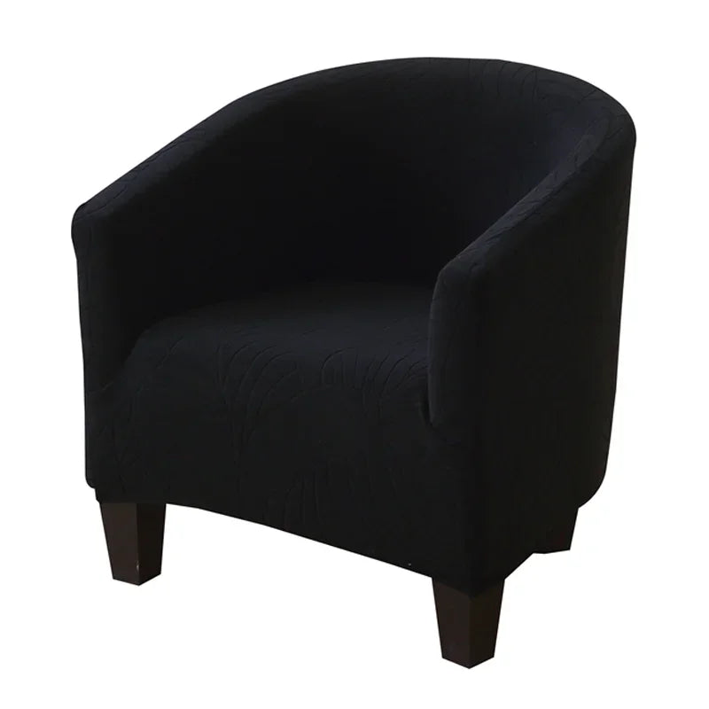 housse fauteuil moderne feuilles stylisées beige gris bleu clair polyestère lavable machine Jacquard fixations