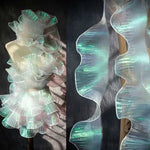accessoire mode tissu brocart plissé haute rétroréflectivité moderne élégant blanc vert bleu rouge translucent