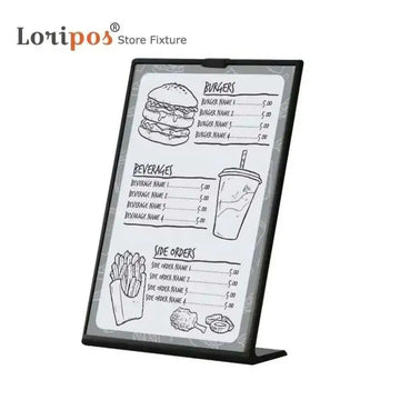 supports affiches table stand noir blanc inclinés modernes minimalistes burgers boissons menus