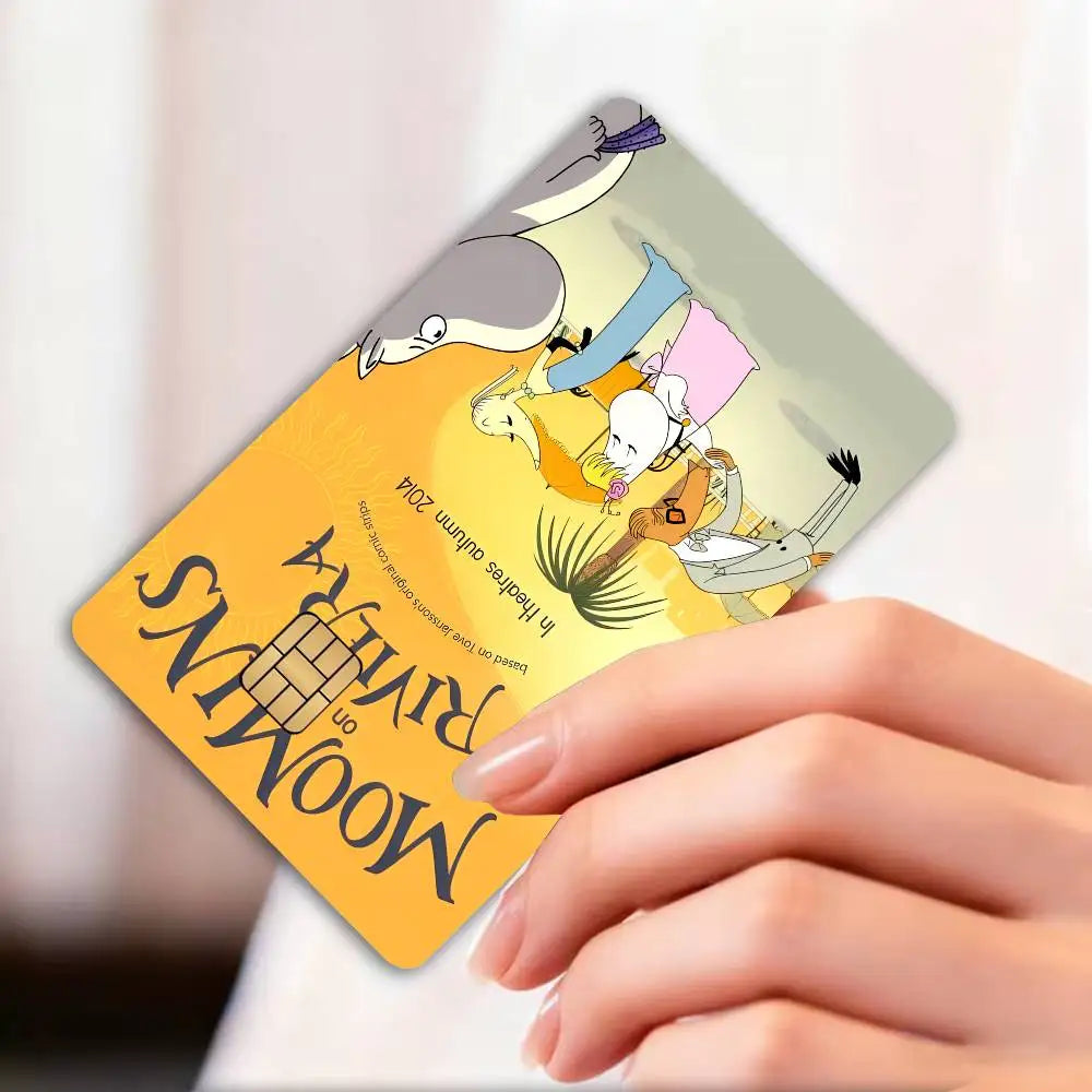 autocollants dessin animé moomins riviera carte bancaire réutilisable waterproof orange illustration classique