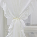 rideau blanc volants classique chambre salon decoration maison polyester 140x260cm