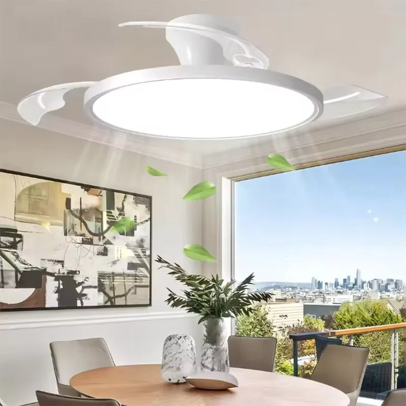 ventilateur blanc transparent moderne 42 48 pouces led télécommande