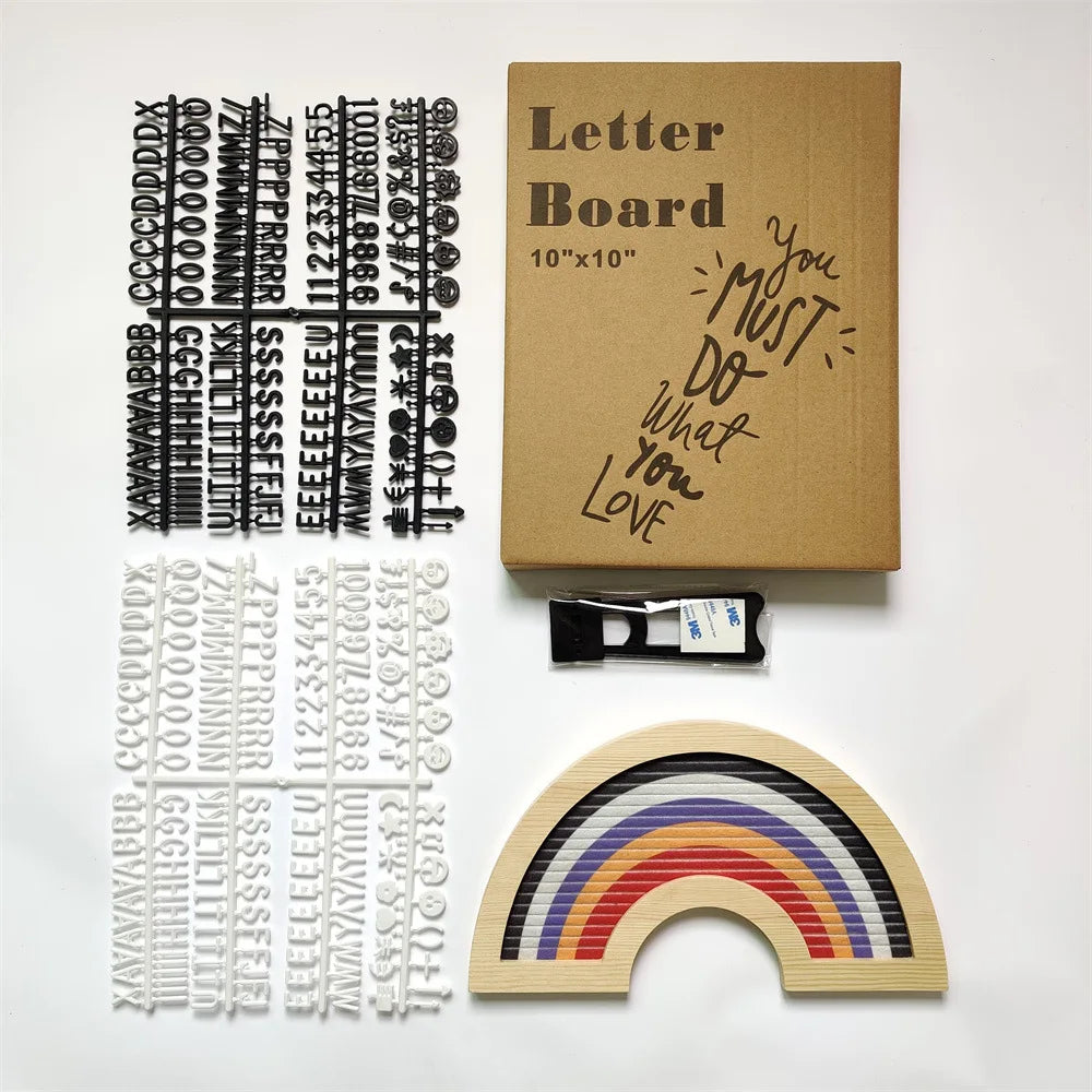 lettres bois arc ciel lettreboard moderne décoration festive planche messages messages colorés boîte rangement