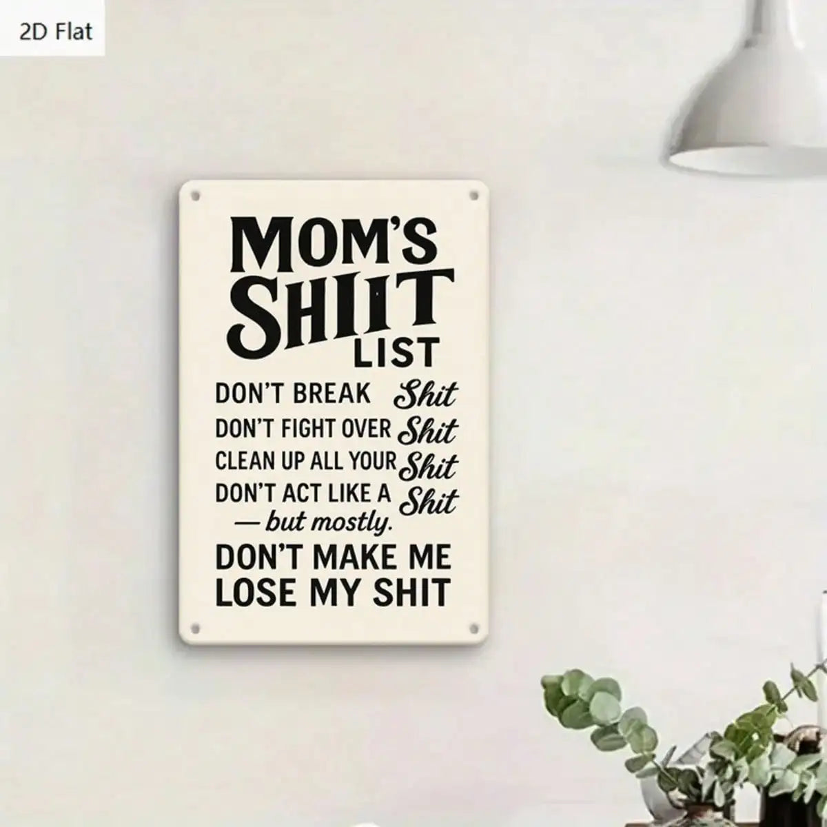 panneau decoratif metal texte vintage humour blanc noir 20x30cm fixations