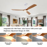 ventilateur bois blanc moderne led télécommande 60 pouces chambre salon lumière minimaliste