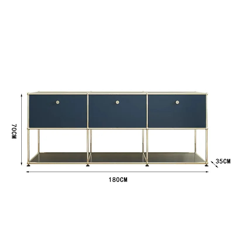 meuble tiroirs bleu marine moderne pieds ronds tiroirs store living room bois métal