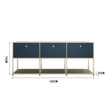 meuble tiroirs bleu marine moderne pieds ronds tiroirs store living room bois métal