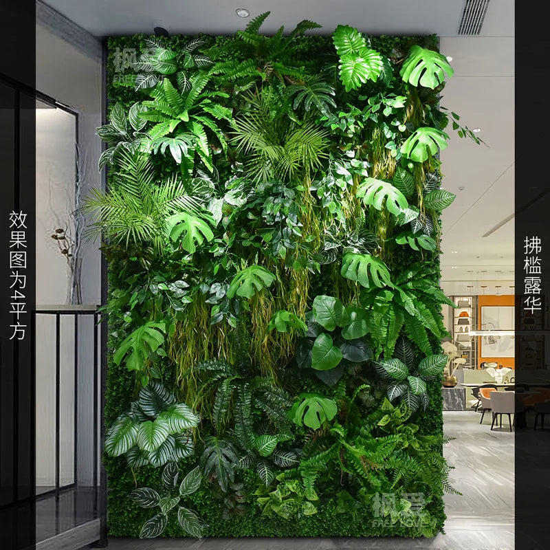mur végétal artificiel feuillage dense plante décorative jardin extérieur intérieur décoration murale moderne vert